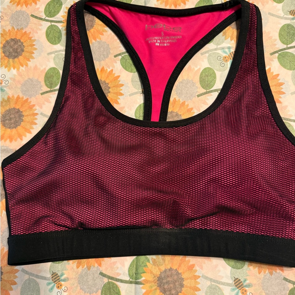Bebe pink mesh sports bra S